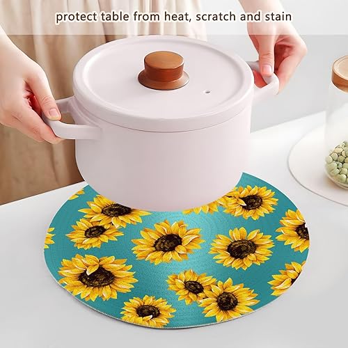 Miniatura 5 de Almohadillas calientes de cocina de girasoles turquesa, salvamanteles a prueba de calor para ollas y sartenes calientes resistentes al calor,