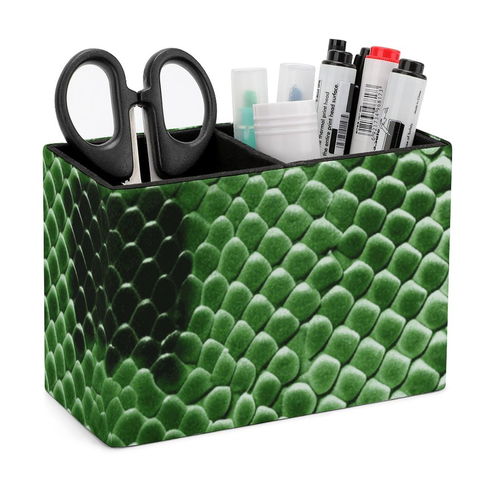 Porte-stylo en cuir organiseur de bureau vert à double compartiment