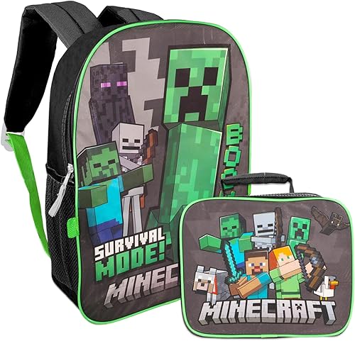 Miniatura 2 de Minecraft Juego de mochila y lonchera – Paquete con mochila de Minecraft – Bolsa de almuerzo, botella de agua, calcomanías y más | Suministros