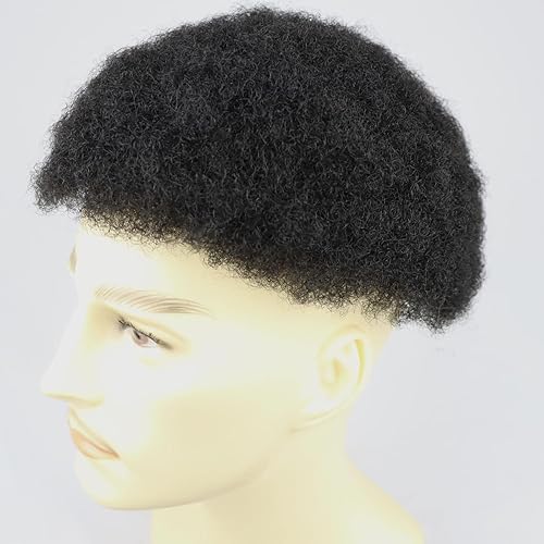 Miniatura 2 de HAPPY&CC Afro Toupee para hombres negros, pelucas afroamericanas de cabello masculino, tupé de piel completa, 8 x 10 pulgadas, rizado americano para