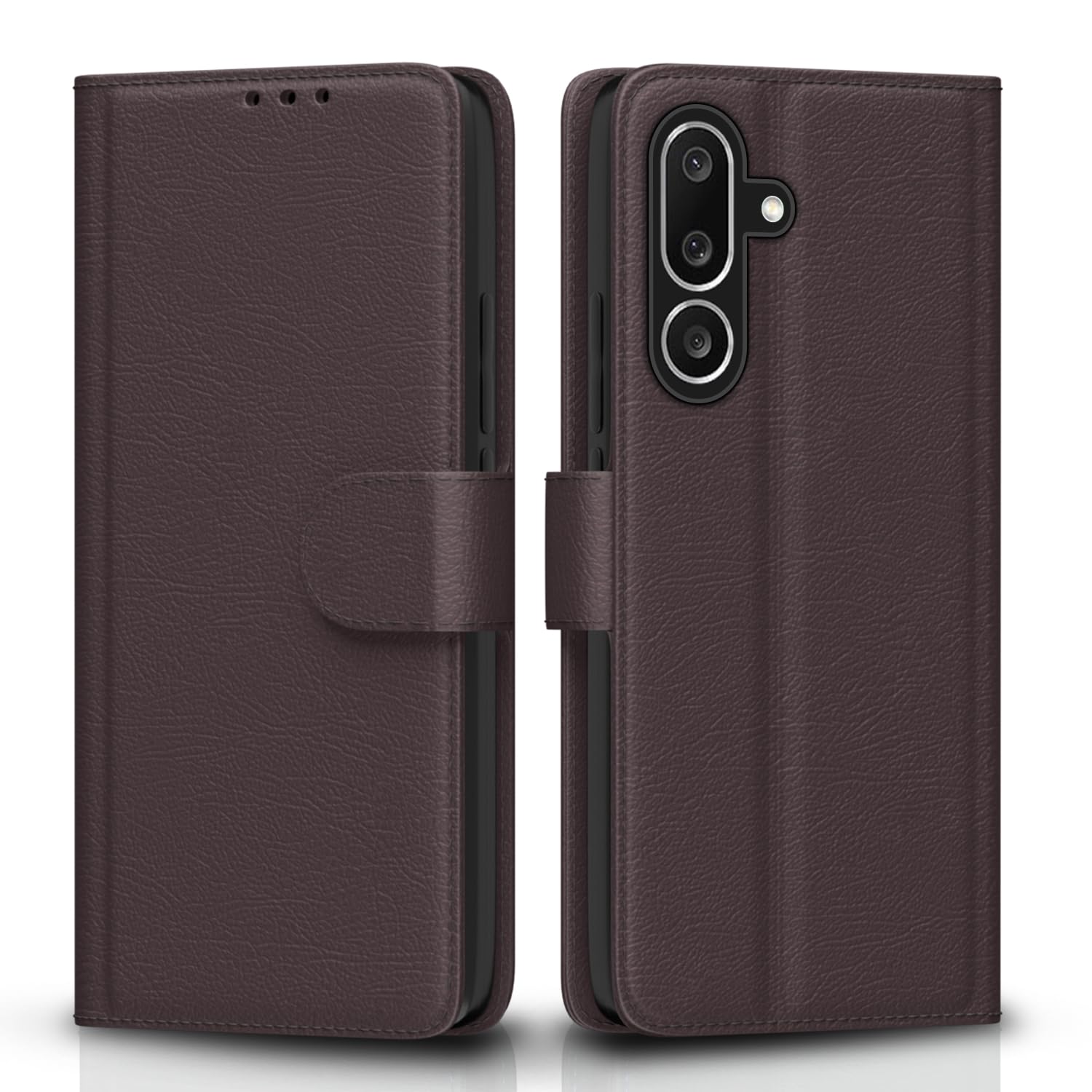Pikkme Flip Cover for Samsung Galaxy M56 5G Leather Finish | Inside TPU with Card Pockets | Wallet Stand and Shock Proof | Complete Protection Flip Case(Coffee)