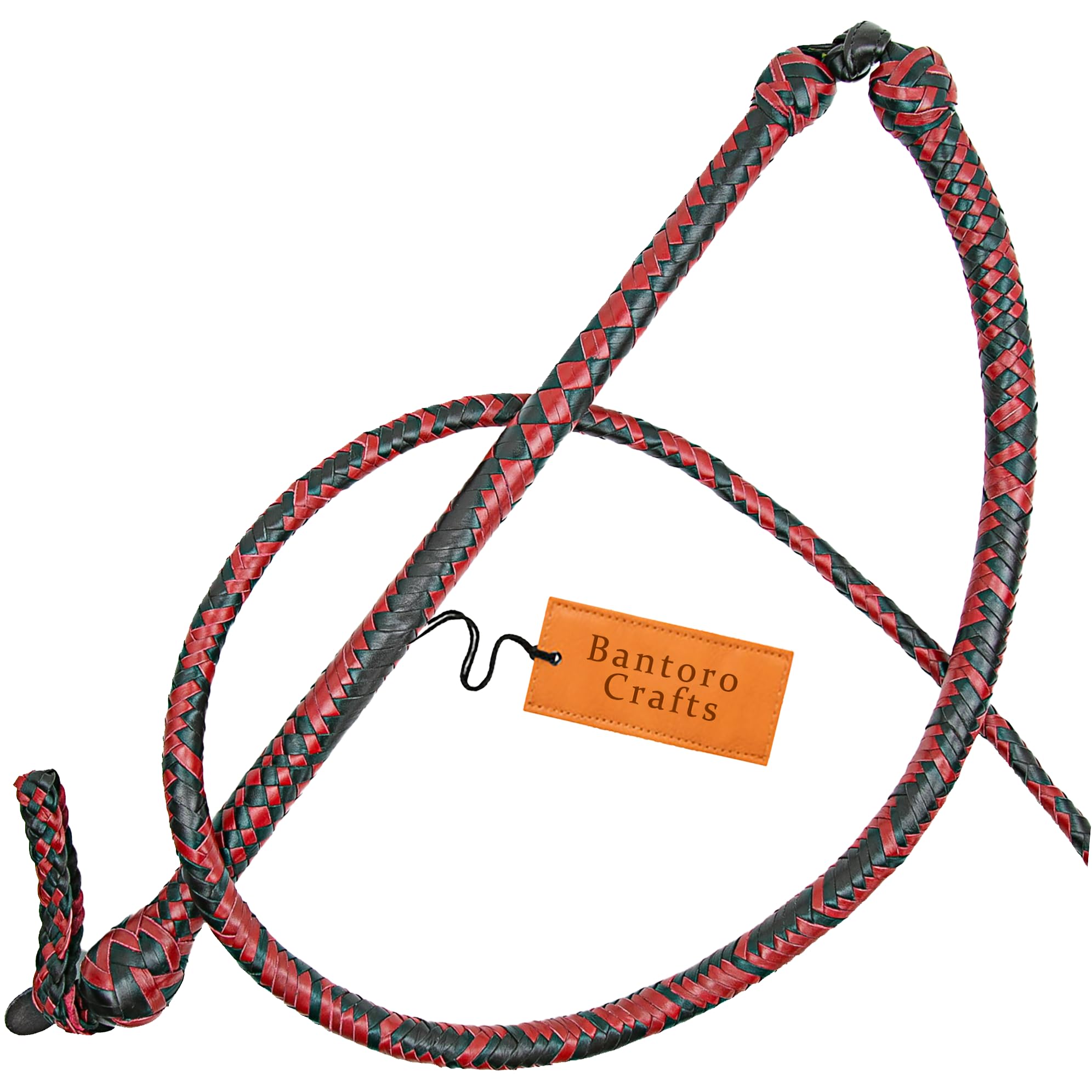 Rosso e Nero Frusta 16 trecce Fili Pelle Intrecciata Frusta in Vera Pelle Pancia in Pelle e Supporto in Pelle all'Interno Frusta Che schiocca Forte