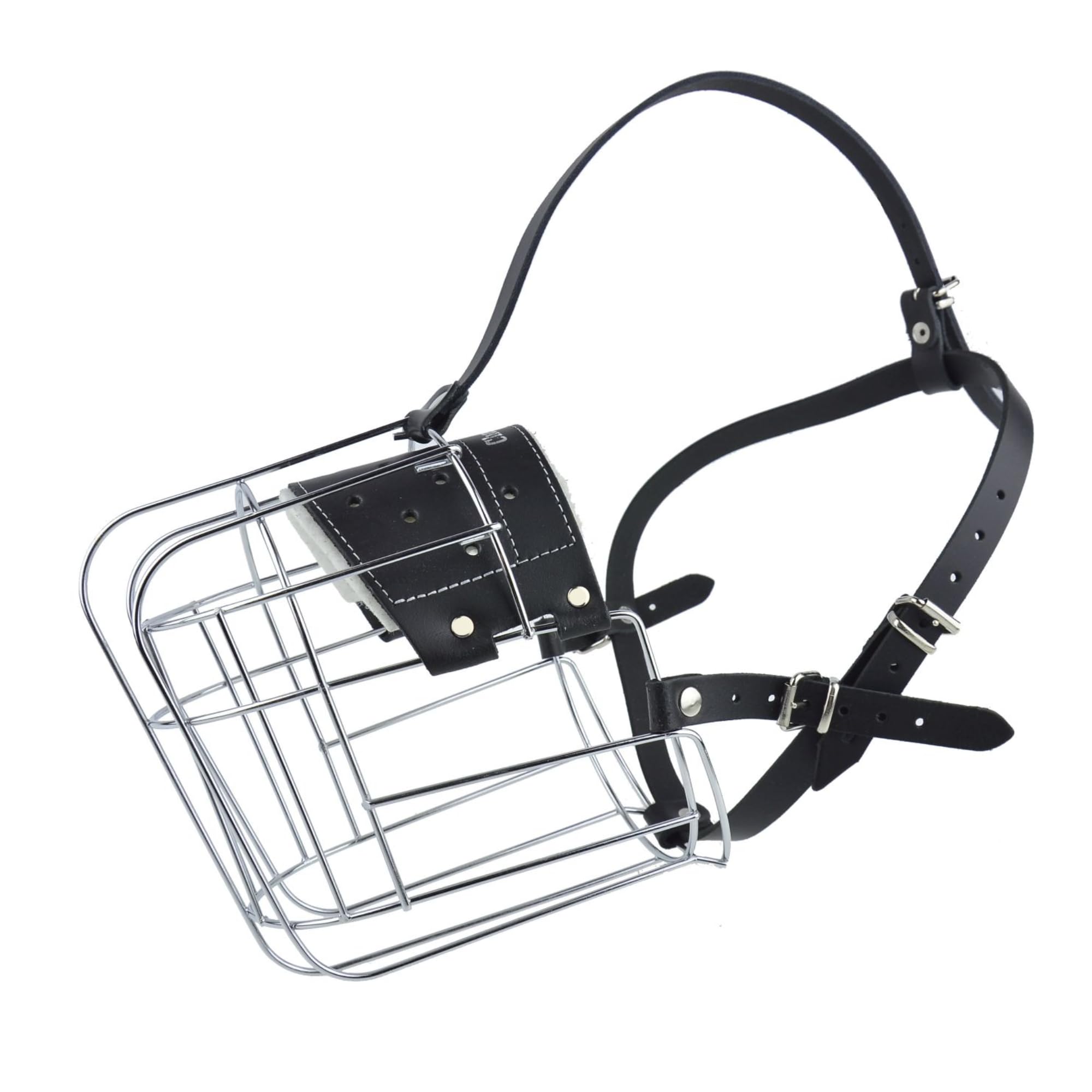 STRONG Wire Metal Basket Muzzle, Metal Strong Wire Basket Dog Great Dane (Silver/Black leather, D)