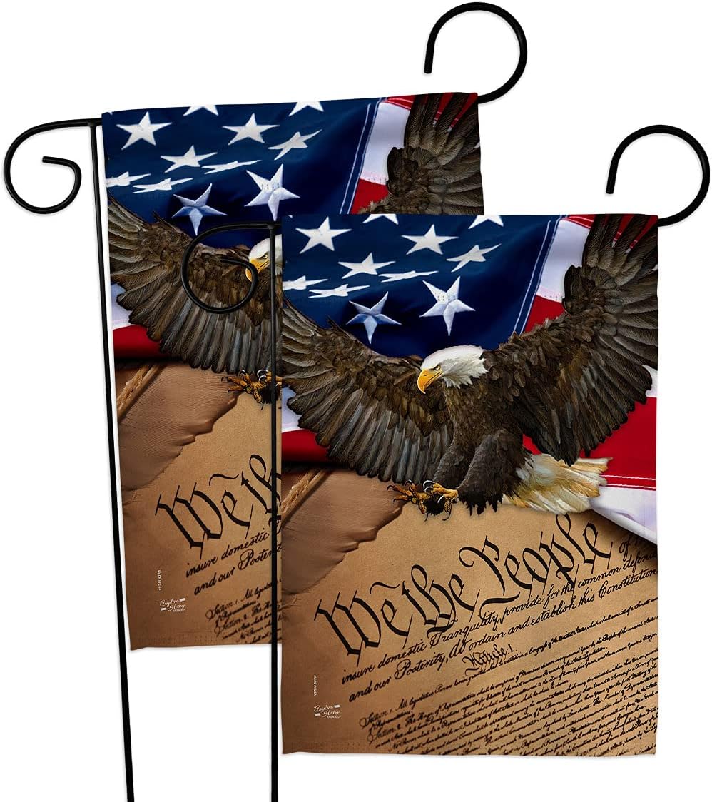 We The People Garden Flag - 2pcs Pack Armed Forces Service All Branches Support Honor United State American Military Veteran Official - House Banner Small Yard Gift Double-Sided 13 X 18.5