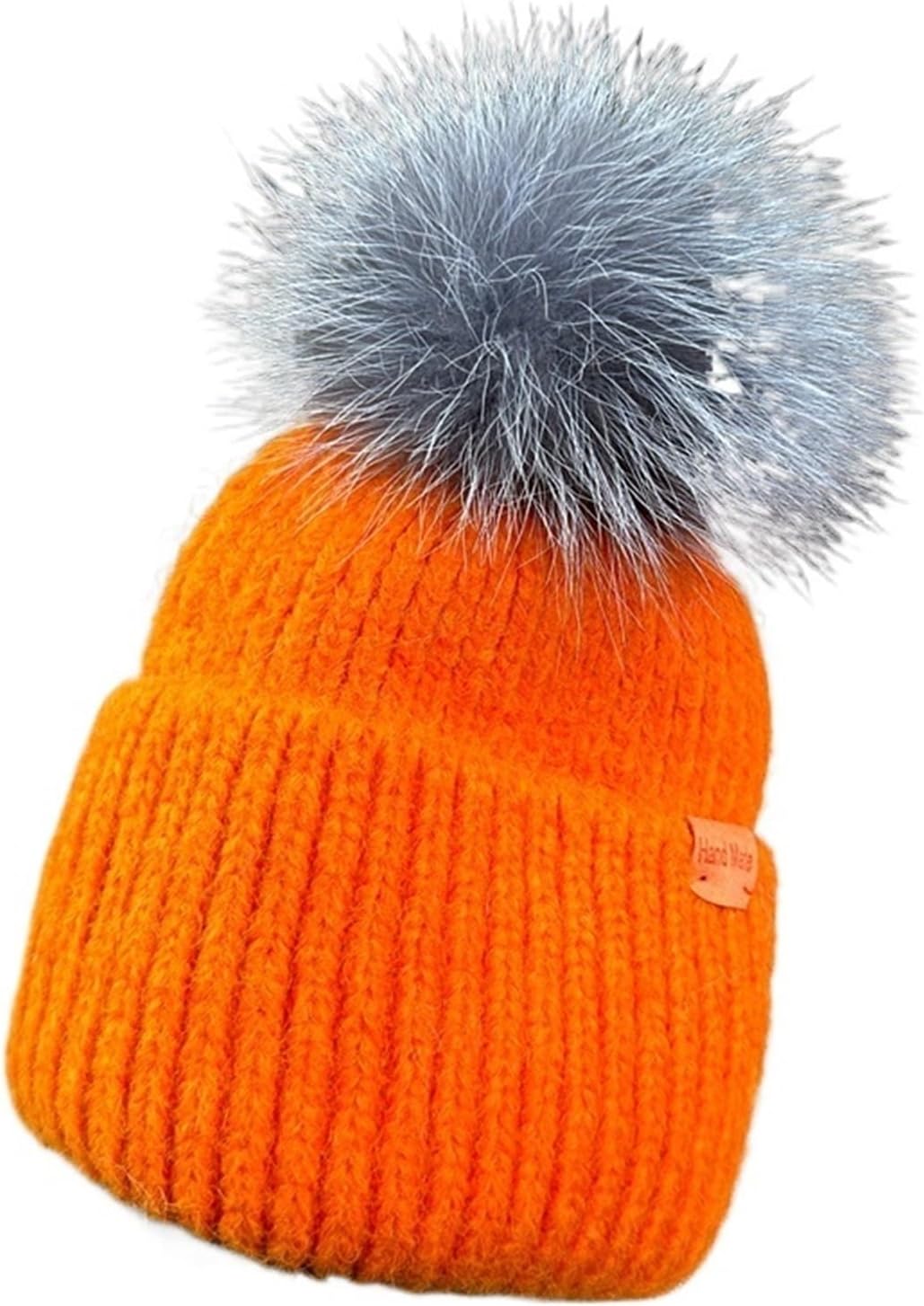 Women's Pompom Beanie - Big Size Winter Warm Knit Hat for Travel