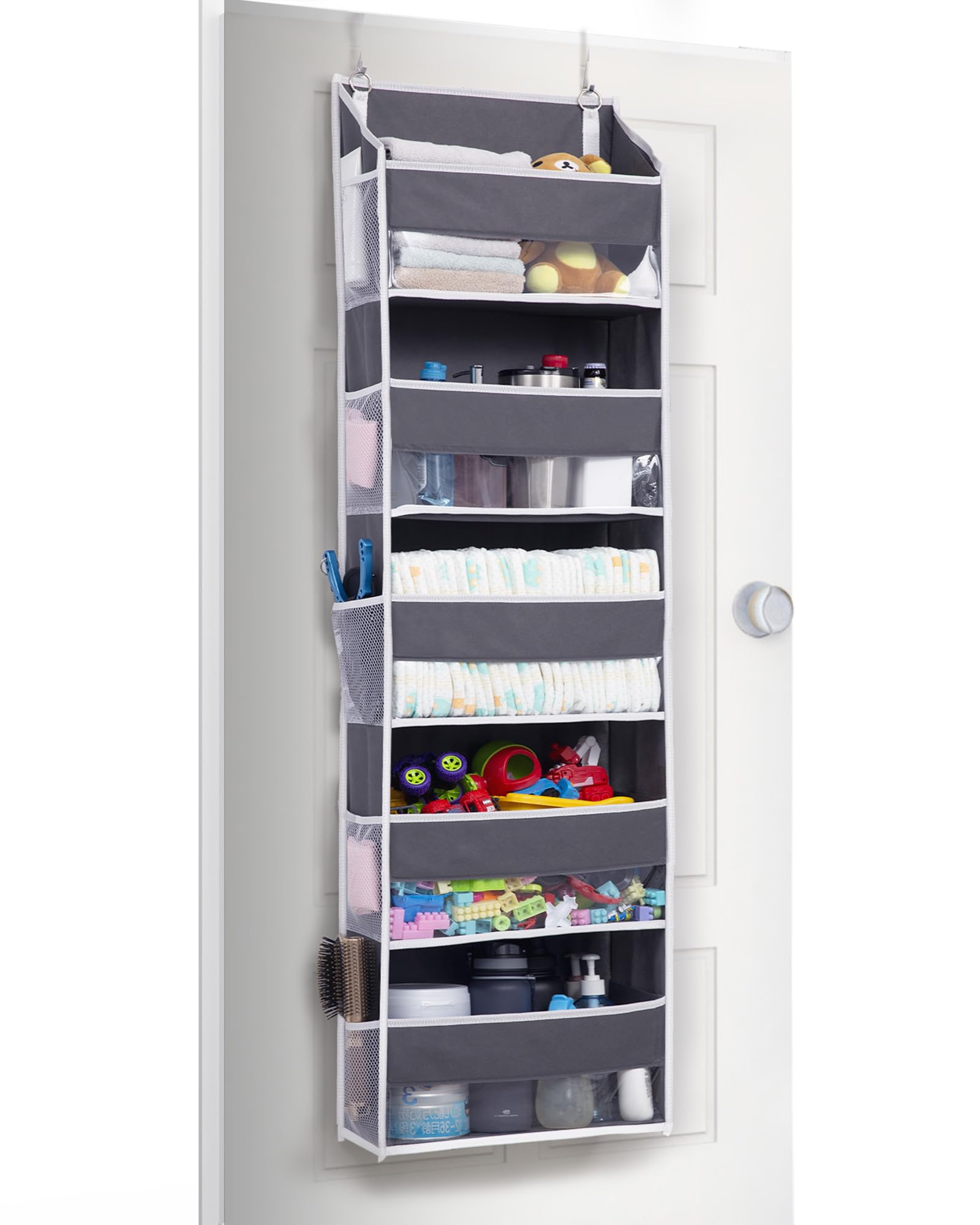 ULG 1 Pack Compact Size Over Door Organizer Slim Door Storage for Small-Sized Doors, 5 Shelves, Dark Gray