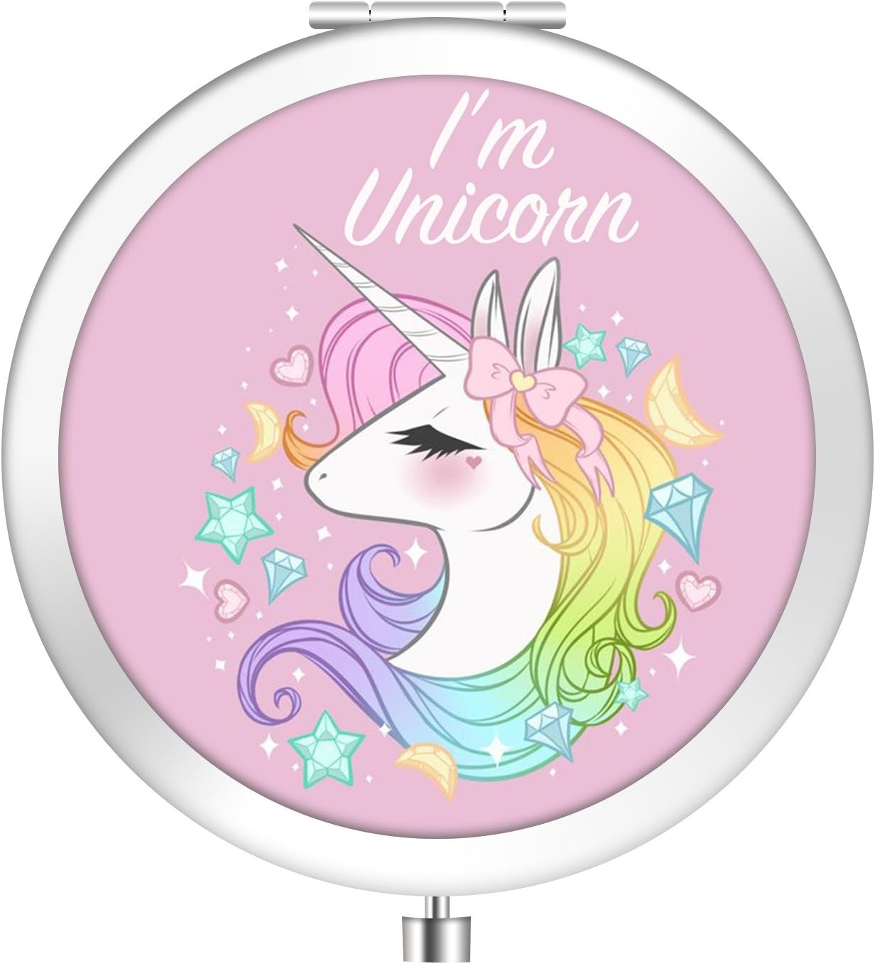 Sudopo Cloudy Come CoN JL JIA LE Compact Purse Mirror, Cute Unicorn Pattern Design ravel Mirror, Mini Makeup Mirror Romantic Gifts for Women and Girl(Unicorn5)