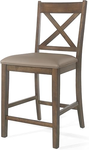 Miniatura 5 de Juego de 2 sillas de comedor de altura de mostrador, taburetes de bar con respaldo en X para cocina, escritorio, sillas y juegos de sillas, color