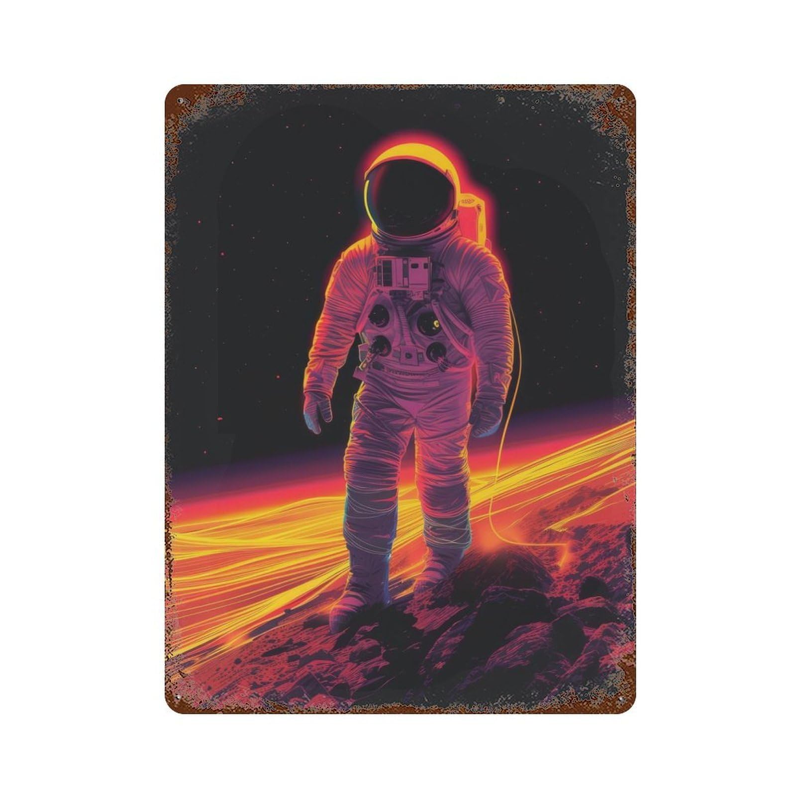 Minimalistic Astronaut Retro Metal Sign 15.7"x11.8", Vintage Wall Decor for Garage, Pub Or Kitchen