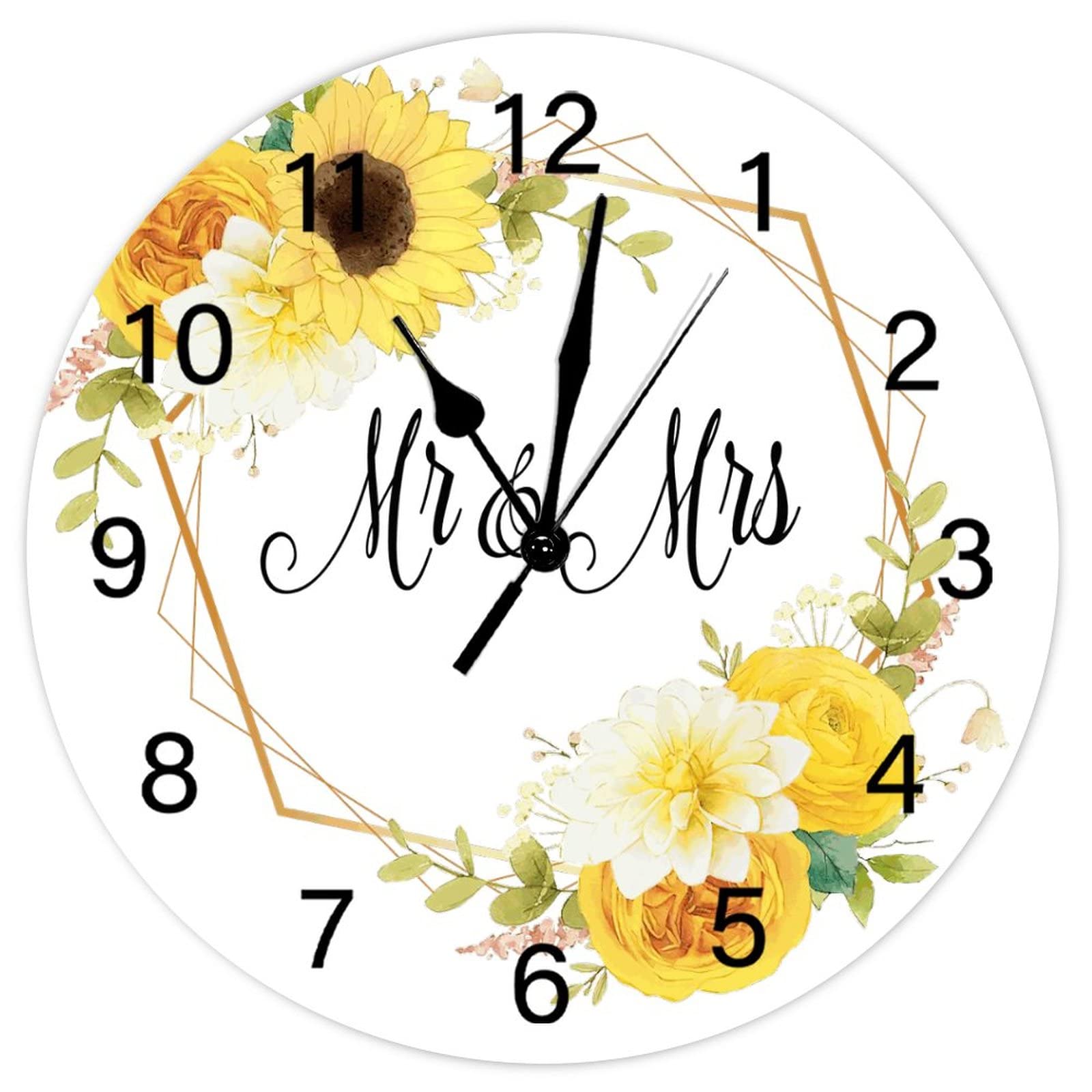 Horloge murale Mr Mrs rétro rustique silencieuse de 38 cm pour la cuisine ou la chambre
