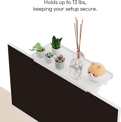 Miniatura 7 de Pixio Estante superior de almacenamiento de monitor blanco de 12 pulgadas, plataforma ajustable, ajuste universal, soporta hasta 13 libras, funciona