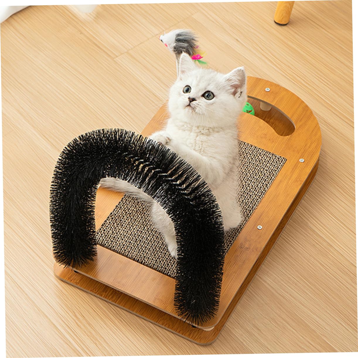 DOITOOL Griffoir pour Chats avec Tapis De Rechange Jouet Interactif Et Circuit à Balles pour Chatons Accessoires Pratiques pour Chat