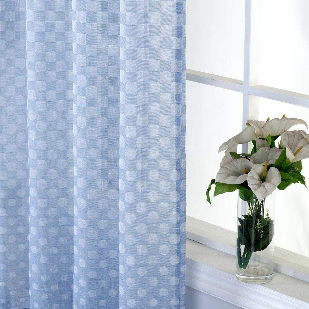 Everyday Celebration Polka Dot Burlap Semi Sheer Curtains for Kids Bedroom, Sheer Curtains Rod Pocket Window Drapes, Grommet Curtains & Drapes (Sky Blue), 52" W X 96" H, 1 Steel Blue