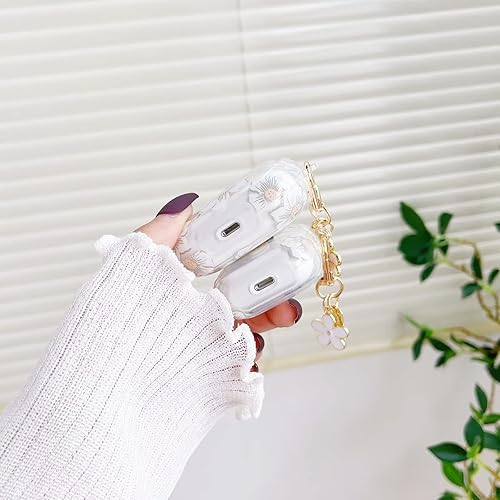 Miniatura 3 de TanMay Funda compatible con AirPods 3, bonita funda floral blanca transparente, a prueba de golpes, funda protectora de TPU suave para niñas y