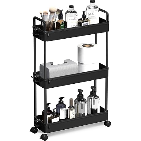 3-Tier Rolling Slim Bathroom Shelf
