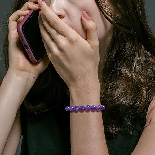 Miniatura 3 de Amethyst Bracelet for Women 8mm Handmade Adjustable Amethyst Crystal Bracelet Natural Stone Purple Beaded Bracelet Healing Crystal Bracelets