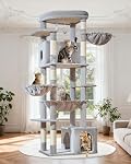 Taoqimiao 72 Inch Cat Tree, XXL Cat Tower for Indoor Cats Large Adult 25Lbs+, Extra-Large Platform, 2 Cat Houses, 7 Scratching Post, Extra-Sized Durable Hammock, Cozy Basket, Light Gray, F20W