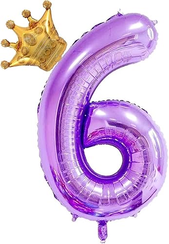 Vista 18 de Juego de globos morados de corona del número 3 de 40 pulgadas, globos de tercer cumpleaños para niñas, globos decorativos de celebración