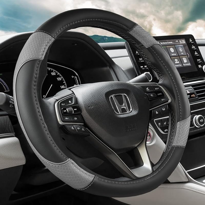 Capa para Volante Honda 35,6–36,2 cm em Couro C-Black+Gray ANMOSVO