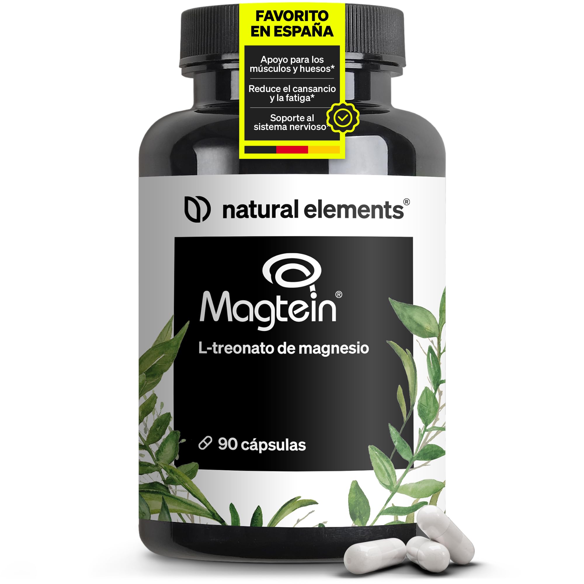 Magtein® L-treonato de magnesio - ALTA PUREZA - 2.083mg de magnesio treonato de alta Absorción - Soporte para tus músculos, huesos y nervios - 90 Cápsulas - Probado en laboratorio