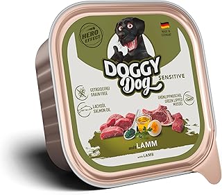 DOGGY Dog Paté Lamm Sensitive, 10 x 150 g, Wet Food for Dogs, Grain-Free Dog Food with Salmon Oil and Green-Lipped Mussel, Particularly Well Tolerated Complete Food, Made in Germany product image