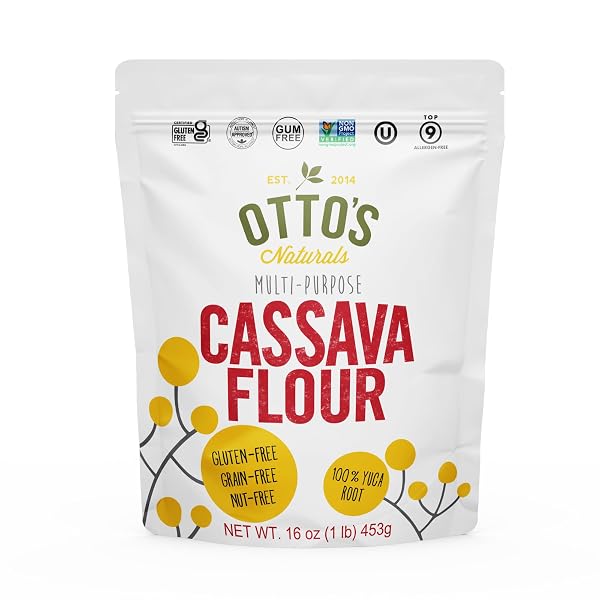 Otto’s Naturals Multi-Purpose Cassava Flour, Non-GMO, Gluten-Free, Grain & Nut-Free, 1-to-1 Wheat Flour Substitute, Pa