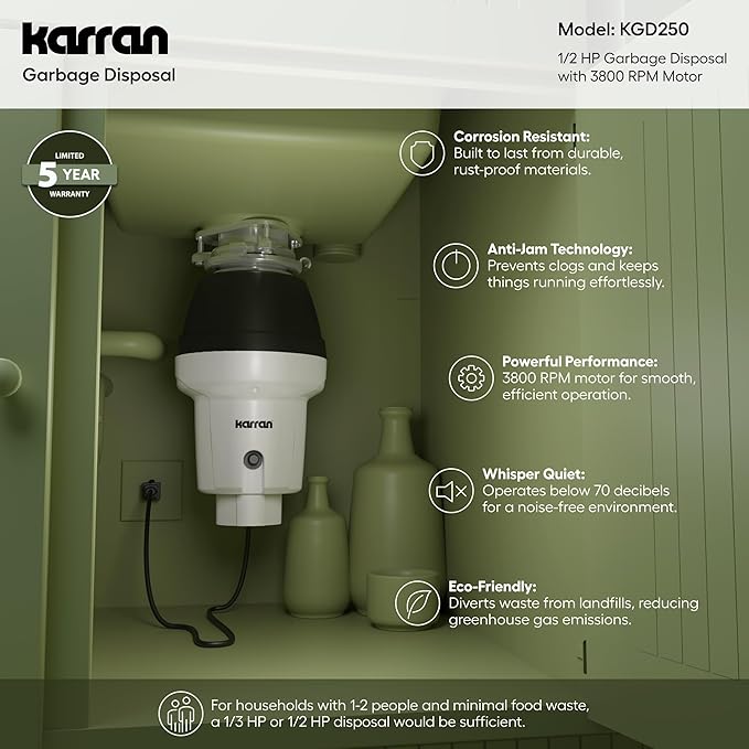 Trituradora de Basura Karran 1/2 HP con Cable de Alimentación miniatura 6