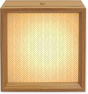 Wood Night Light Box Sage Green Stripes Wooden LED Night Lights with USB Rechargeable Dimmable Touch Square Table Light Modern Art Lines Wood Picture Frame Lamp for Bedside Desktop Display Home Decor