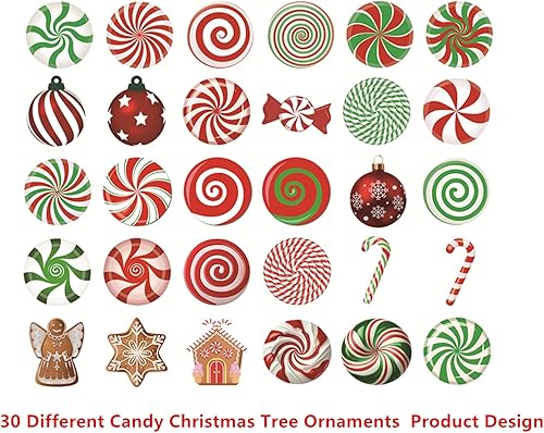 Miniatura 2 de 60 adornos de caramelo para árbol de Navidad, adornos de Navidad para árbol, coloridos bastones de caramelo, piruletas, menta, adornos de Navidad