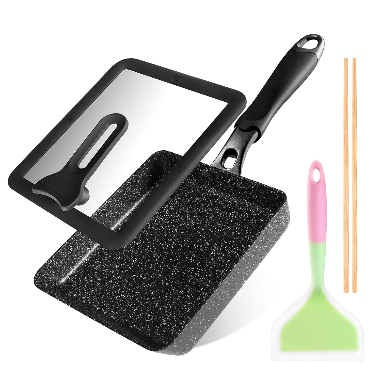 Tamagoyaki Pan - Japanese Egg Pan with Lid - Japanese Omelette pan Nonstick - Omelet Pan for Japanese