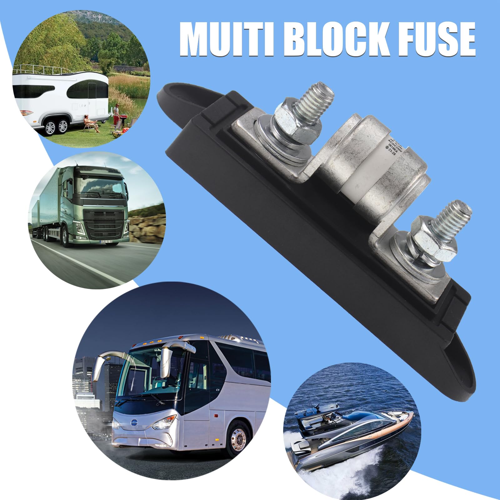 Fusibile classe T con blocco 500 V DC 200 Amp classe T portafusibile per inverter, sistemi audio per auto (confezione da 1)
