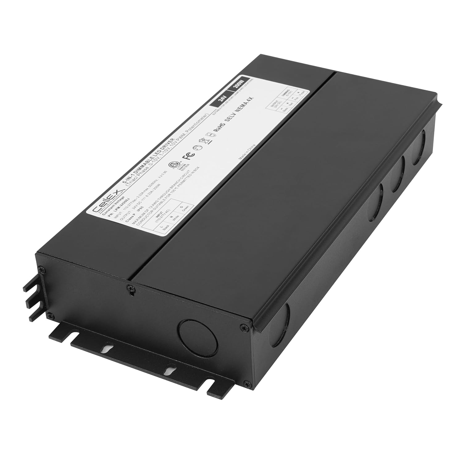 Triac Dimmable LED Driver 24V 200W IP65 UL Class 2, Constant Voltage Transformer for LED Lights, 5-in-1 Dimmable Power Supply Triac / 0-10V / 1-10V / 10V PWM/Potentiometer, 110-277V Input