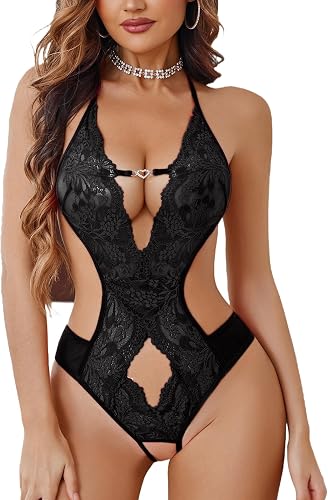 Avidlove Lingerie for Women Lace Sexy Bodysuit One Piece Teddy Babydoll Sleepwear Dee-V Neck Chemise Nightgowns