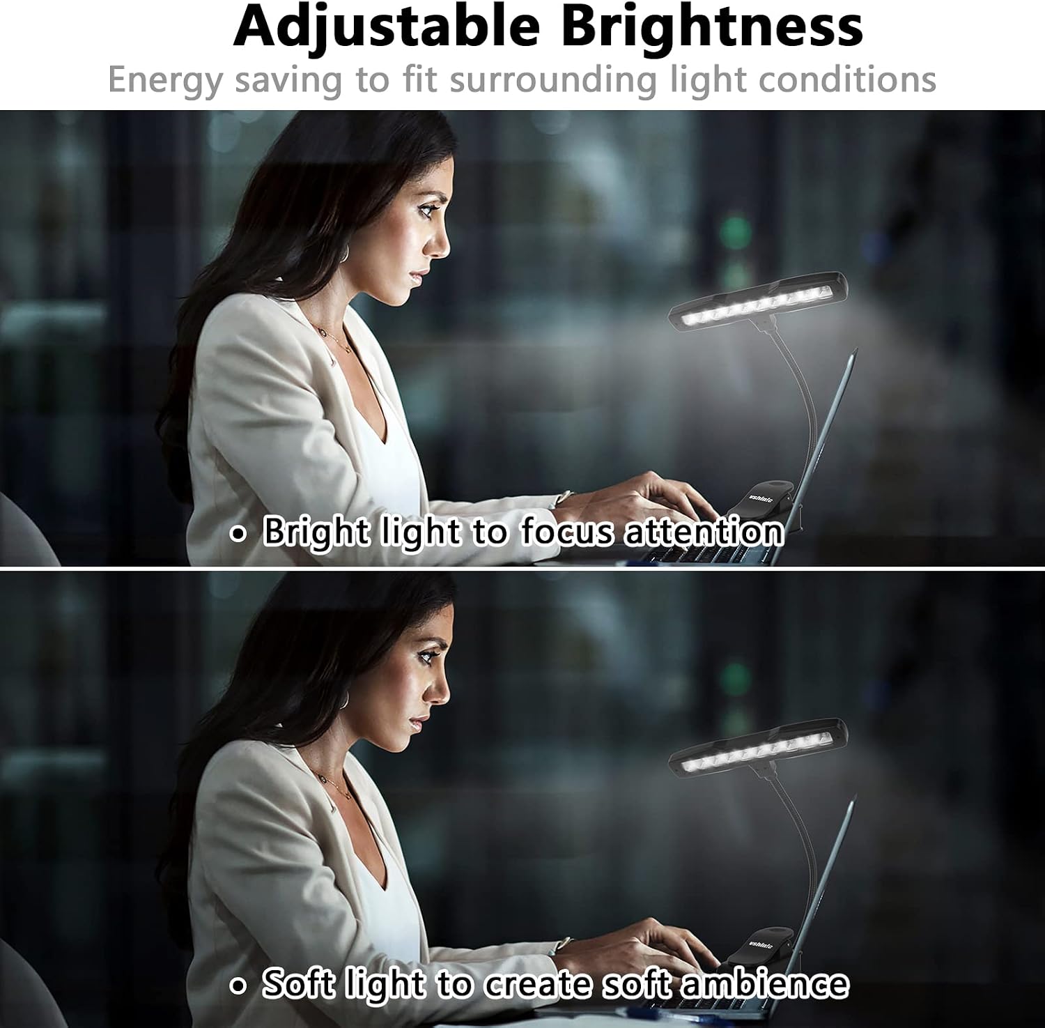 Vshinic Music Stand Light,Clip On Piano Lights 10 LED Orchestra Light,Fully Adjustable No Flicker for Piano,Book Reading, Mixing Table, DJ, Craft Work (Powered by AA Batteries, AC Adapter)