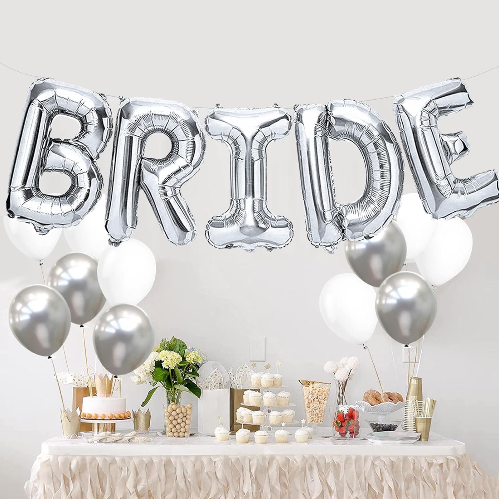 Pacco Da 5 Palloncini Con Scritta "BRIDE" In Lamina Color Sabbia 101 Cm – Decorazioni Per Addio Al Nubilato E Matrimonio