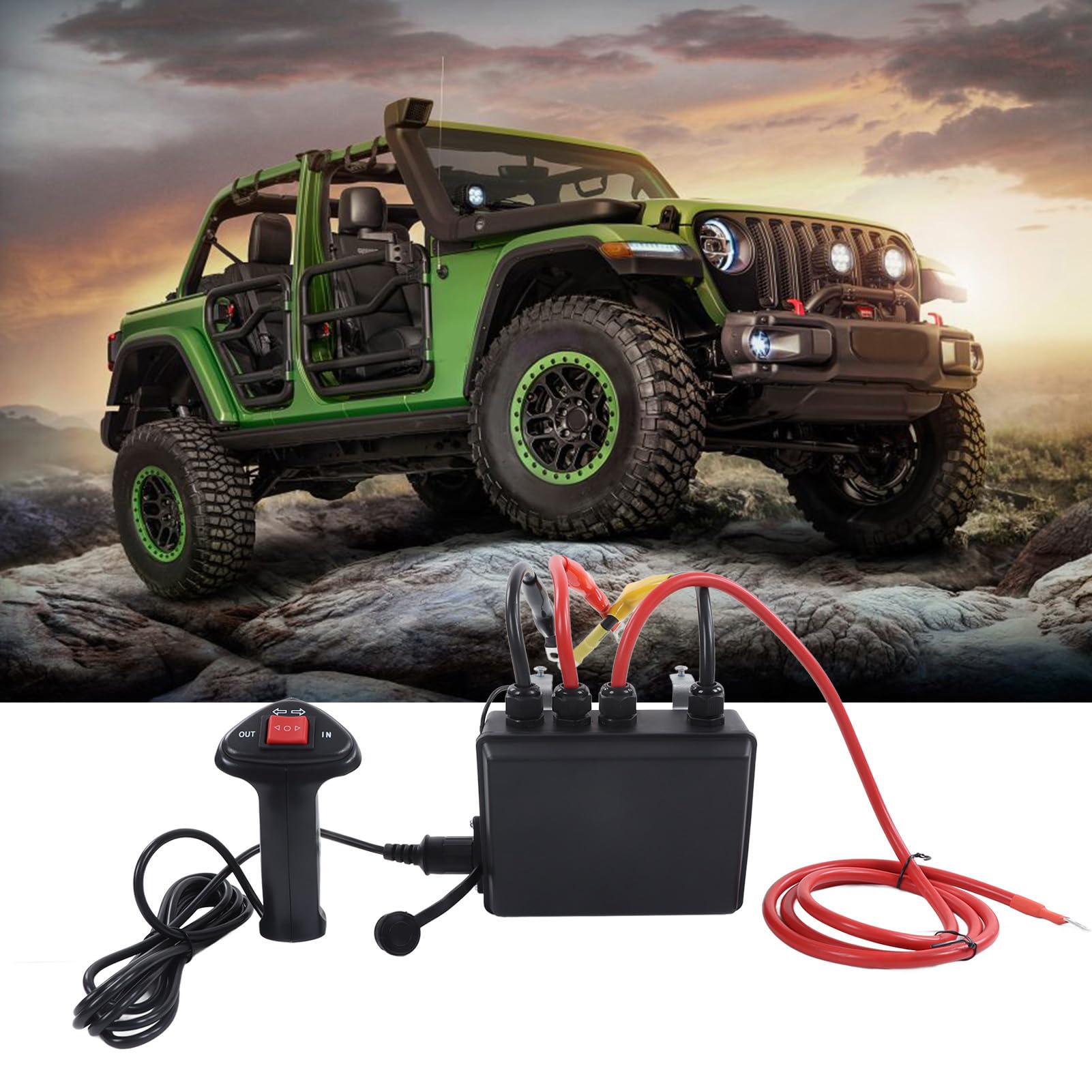 Kit de Commutateur de Télécommande de Contrôleur de Treuil électrique, 12V, 8000-20000LB adapté à la Voiture, ATV, UTV avec Prise 3 Broches,Embrayages et pièces