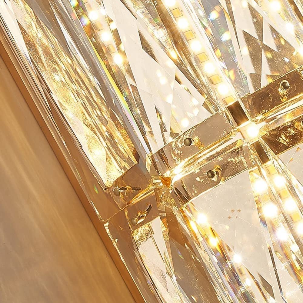 WQHPLMD Sparkling Crystal Wall Sconce for Bedroom, Living Room & Hotel - Geometric