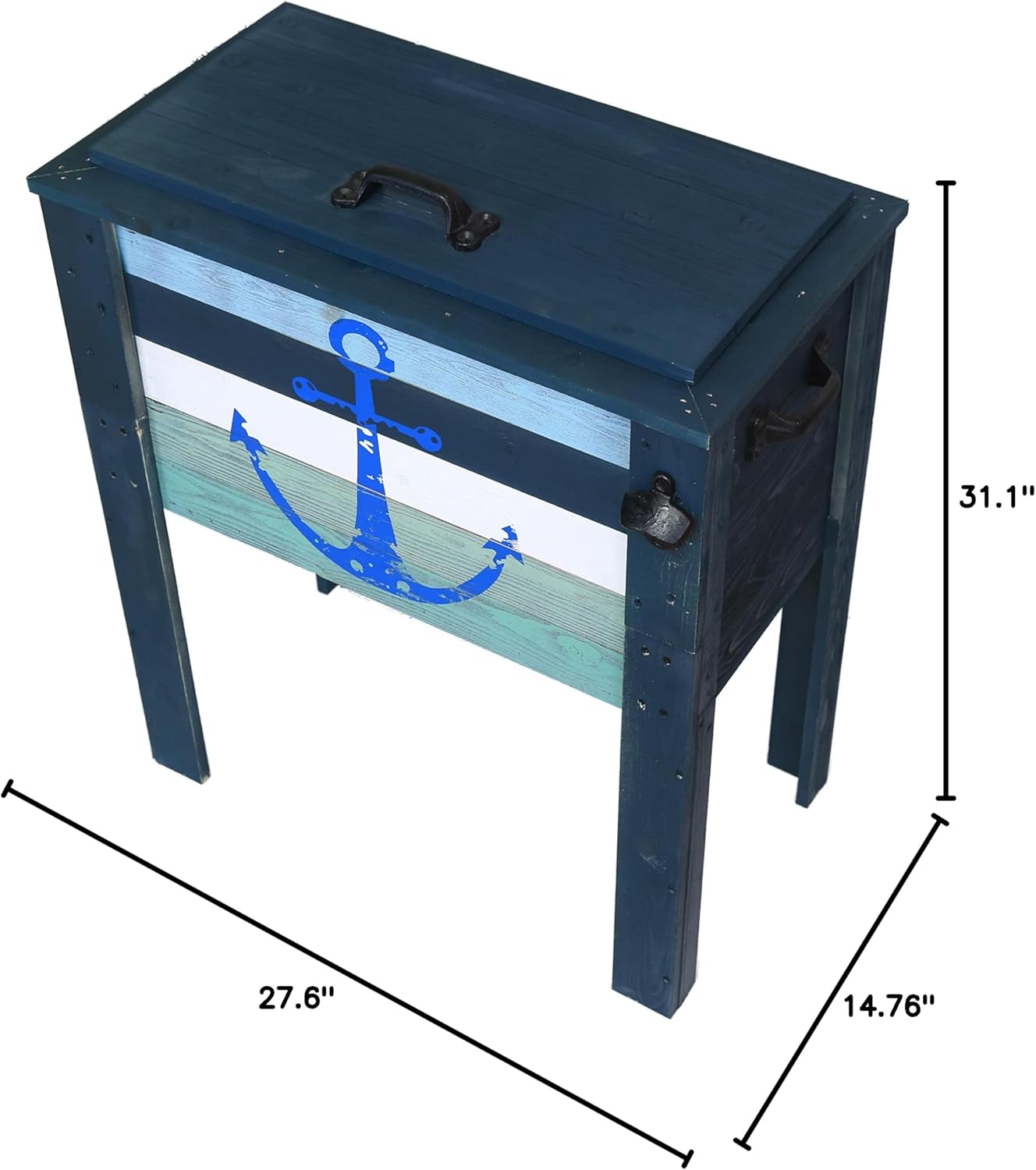 BACKYARD EXPRESSIONS PATIO · HOME · GARDEN 908343 Coastal Design Outdoor Patio Cooler, 45 Quart, Grey/Teal Anchor