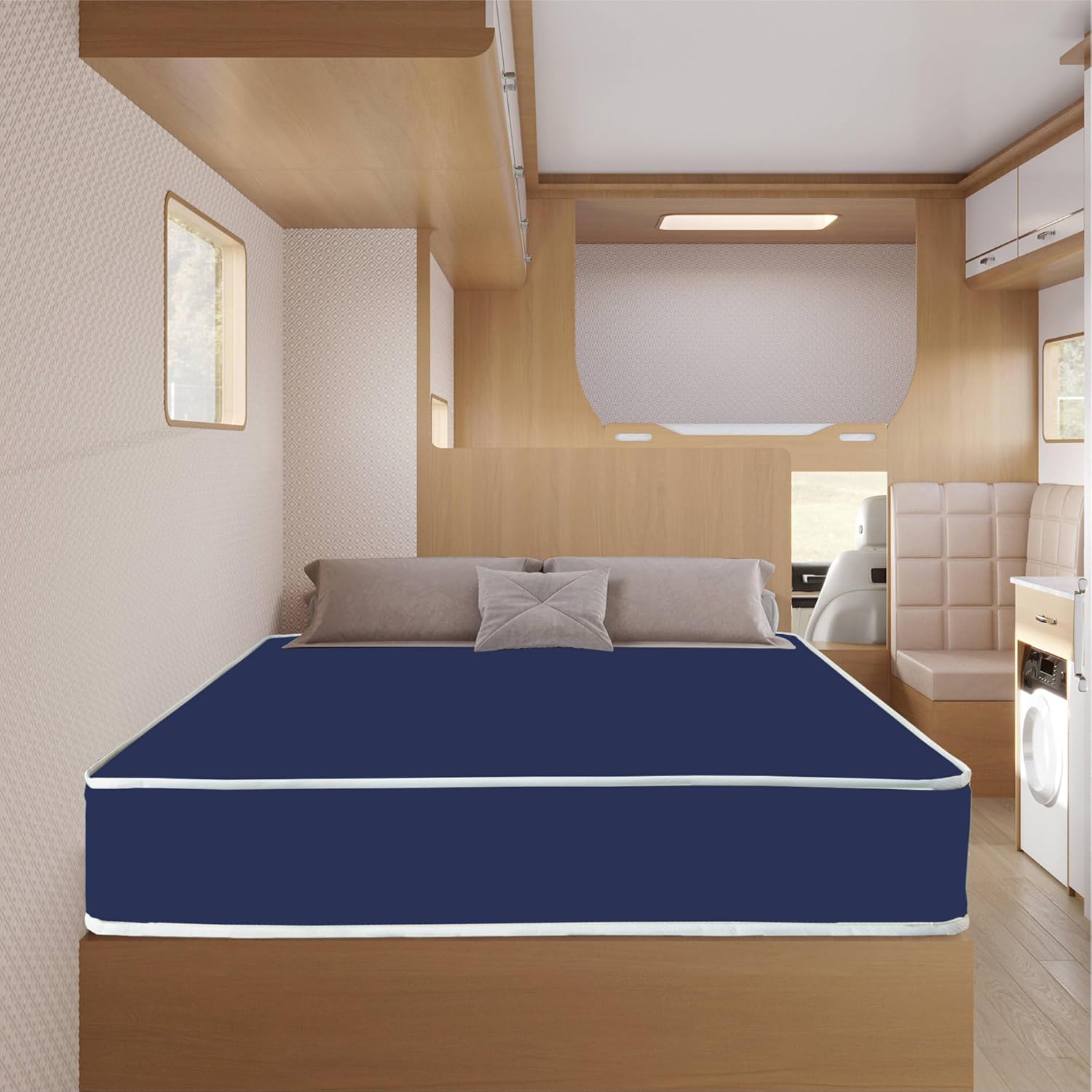 Greaton, 8-Inch Medium Firm Water-Resistance Foam Vinyl Mattress, Easy to Clean, Comfortable & Noise Free, 80" x 34", Blue