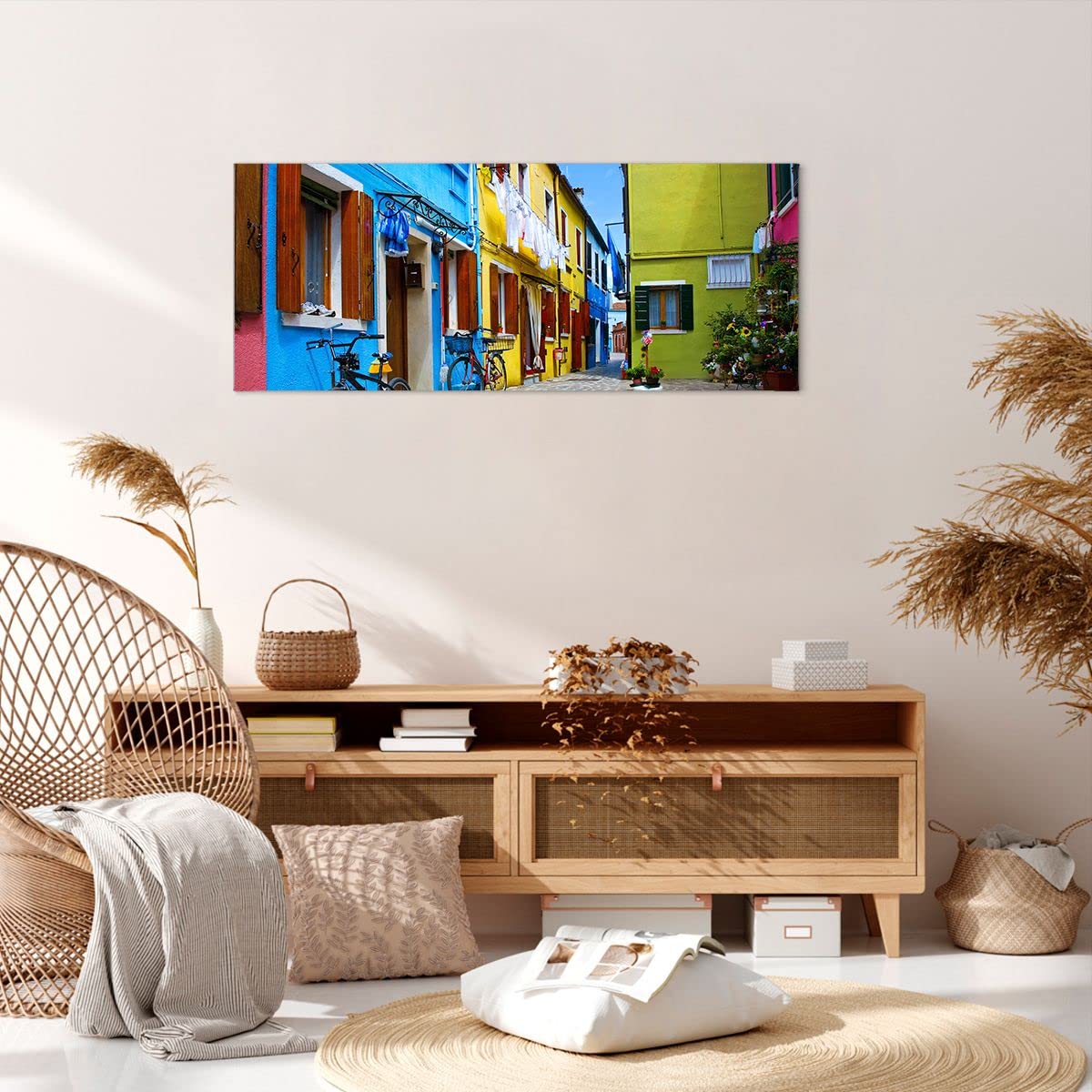Runa Art Budda Feng Shui Murali Tela Non Tessuta 5 Pezzi Zen Grigio
