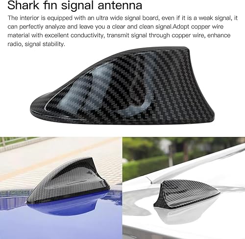 Miniatura 6 de Antena universal de fibra de carbono para coche, radio FMAM Antena de techo de aleta de tiburón