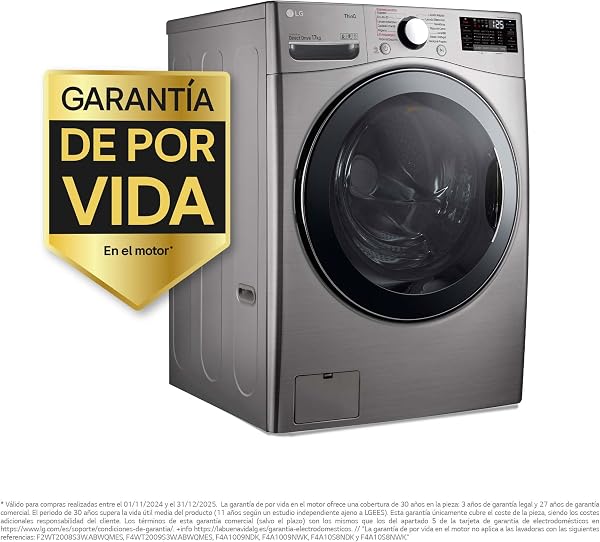 LG F1P1CY2T - Lavadora Inverter direct Drive, 17 kg, A++, 1100 rpm, serie XXX, color inox antihuellas - 2