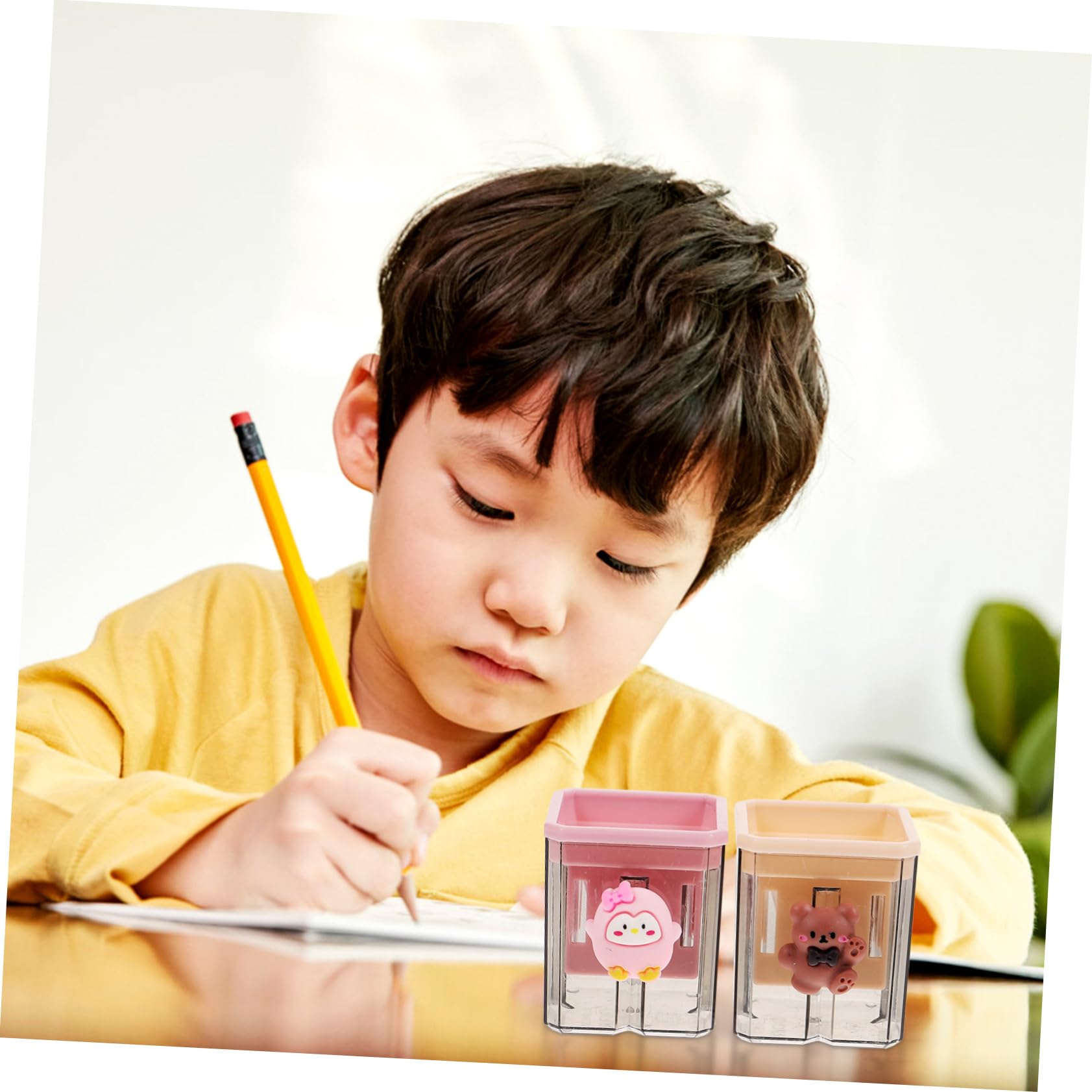 HOMSFOU 2 Pezzi Temperamatite Portatile Manuale Leggero per Scuola e Ufficio Affilatura Design Cartoon Kawaii con e Facile Usare e Trasportare