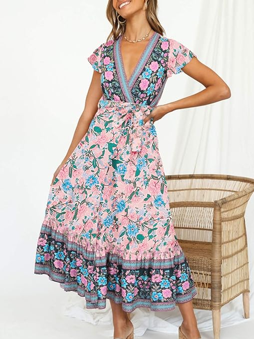 Tenofo bohemian wrap dress Clearance