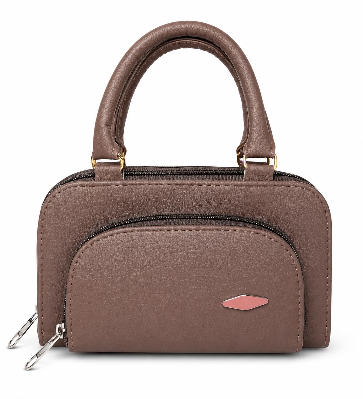 Mini Brown Handbag for Women | 3 Compartment Compact Purse for Daily Use-picture-14