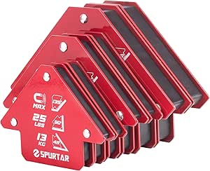 Spurtar Welding Magnets 6pcs, 75lbs, 50lbs, 25lbs - Heavy Duty Magnetic Clamps with 45°, 90°, 135° Angles