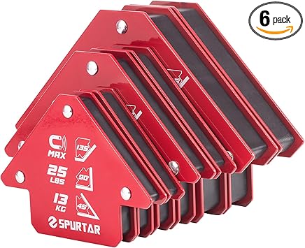 Spurtar Welding Magnets 6pcs, 75lbs 50lbs 25lbs Welding Magnets and Clamps, Heavy Duty Magnetic Holder Tools and Accessories 45 , 90 , 135 Angle