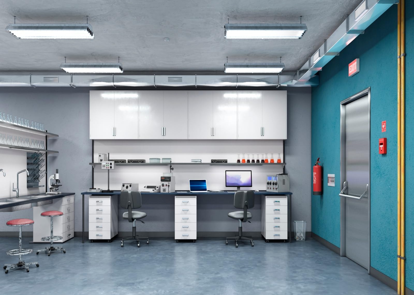 3x2.5m Toile de Fond pour Lieu de Travail en Laboratoire Toile de Fond Scientifique Matériel de Laboratoire Toile de Fond pour Photographie Bannière de fête à thème de Laboratoire