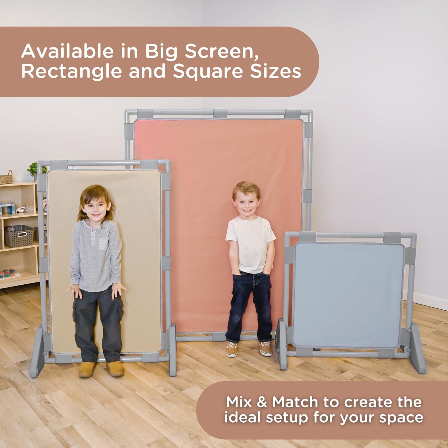 Children's Factory Replacement PlayPanel, Kids Room Divider Panel, Classroom Dividers, Free-Standing Partition for Daycare or Preschool, Cantilever Feet Not Included, Glacier Gray, Rectangle