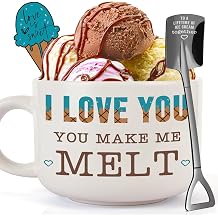 I Love You Gifts for Him Her Boyfriend Girlfriend for Christmas - Romantic Ice Cream Bowl Set Gift - Wedding Anniversary Present for Women Men, Birthday Xmas Gifts for Couples Wife Husband